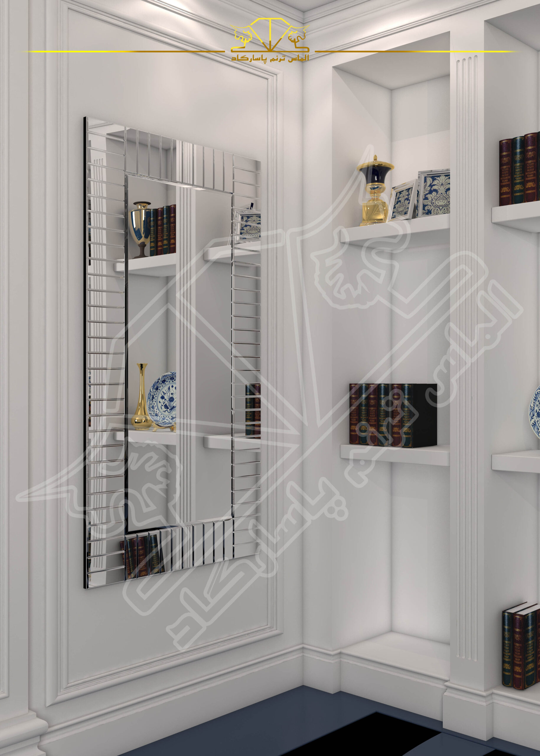آینه مستطیلی دکوراتیو دورکاری الماس ترنم پاسارگاد