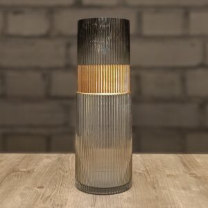 گلدان استوانه باریک دودی حلقه طلا